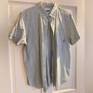 Columbia Men’s Short Sleeve Blue Plaid Button Down Shirt Size XL